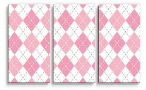 Sablio Obraz - 3-dílný Růžové a bílé kosočtverečky - 120x80 cm