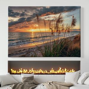 Obraz na plátně - Mračný západ slunce nad mořem FeelHappy.cz Velikost obrazu: 210 x 140 cm