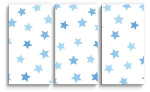Sablio Obraz - 3-dílný Modré hvězdy na bílé - 120x80 cm