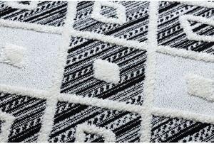 Koberec MAROC P662, černo bílá střapce, vzor diamant, Berber, Mar velikost 120x170 cm | krásné koberce cz