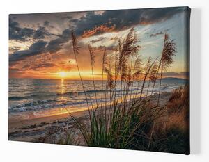 Obraz na plátně - Mračný západ slunce nad mořem FeelHappy.cz Velikost obrazu: 210 x 140 cm