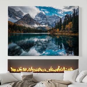 Obraz na plátně - Horské štíty a průzračné jezero FeelHappy.cz Velikost obrazu: 90 x 60 cm