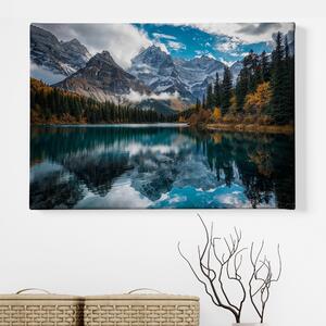 Obraz na plátně - Horské štíty a průzračné jezero FeelHappy.cz Velikost obrazu: 40 x 30 cm