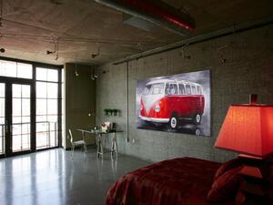 Obraz Červený autobus (1dílný) - retro auto v radostných barvách
