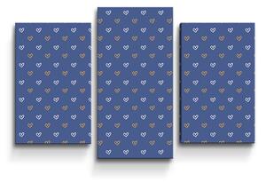 Sablio Obraz - 3-dílný Srdíčka na modré - 75x50 cm