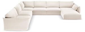 Béžová sametová rohová pohovka (levý roh/do "U") Vanda – Mazzini Sofas