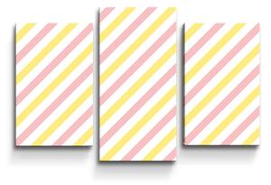 Sablio Obraz - 3-dílný Růžové a žluté pruhy - 75x50 cm