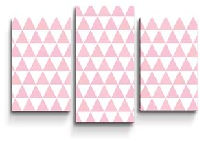 Sablio Obraz - 3-dílný Růžové a bílé trojúhelníky - 75x50 cm