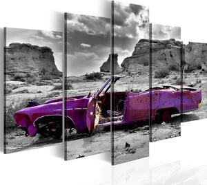 Obraz Auto na poušti v Coloradu (5-dílný) - vozidlo v retro stylu