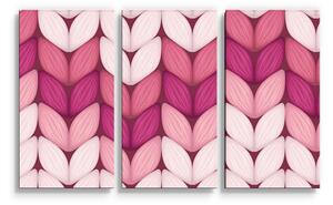 Sablio Obraz - 3-dílný Tříbarevné růžové pletení - 120x80 cm