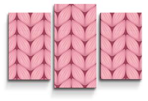 Sablio Obraz - 3-dílný Růžové pletení z vlny - 75x50 cm
