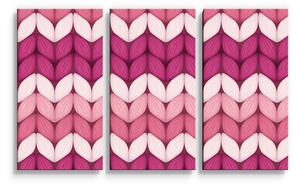 Sablio Obraz - 3-dílný Střídajíci růžové pletení - 120x80 cm