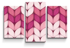 Sablio Obraz - 3-dílný Tříbarevné růžové pletení - 75x50 cm