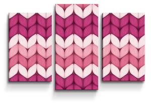 Obraz - 3-dílný SABLIO - Střídajíci růžové pletení 75x50 cm