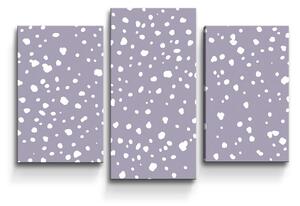 Sablio Obraz - 3-dílný Bílé flíčky na fialové - 75x50 cm