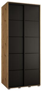 Šatní skříň s posuvnými dveřmi DAVOS 4, 120cm | DUB Artisan / černá / černé pojezdy