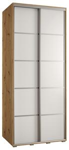 Šatní skříň s posuvnými dveřmi DAVOS 4, 100cm | DUB Artisan / bílá / stříbrné