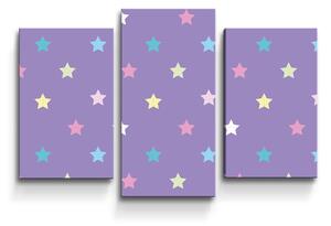 Obraz - 3-dílný SABLIO - Hvězdy na fialové 75x50 cm