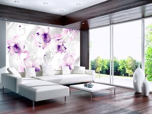 Fototapeta Příroda - květy v odstínech fialové na pozadí s fantaskními prvky