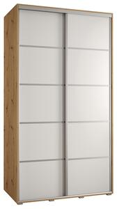 Šatní skříň s posuvnými dveřmi DAVOS 4, 140cm | DUB Artisan / bílá / stříbrné