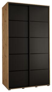 Šatní skříň s posuvnými dveřmi DAVOS 4, 140cm | DUB Artisan / černá / černé pojezdy