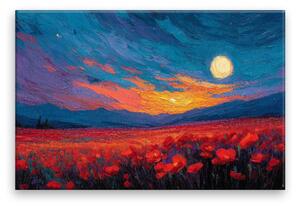 Obraz na plátně - Rudé pole snů - 120x80 cm