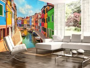 Fototapeta Městská architektura Benátek - barevné domky na vodě v Buranu