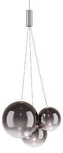 Lodes 16410 4327 Random, závěs z kouřového foukaného skla, 3x1W LED 2700K, šířka 29cm