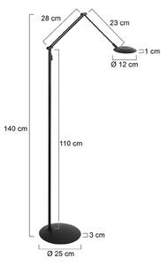 Steinhauer LED stojací lampa Zenith2, 1 žárovka, černá, dálkové ovládání, stmívatelný, Černá, Obývací pokoj / jídelna, kov, Moderní
