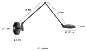 Steinhauer LED nástěnné světlo Zenith 2 s ramenem, černá, kov, zástrčka, stmívatelný, Černá, Obývací pokoj / jídelna, kov, Moderní