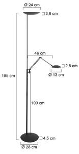 Steinhauer LED stojací lampa Daphne 2 +, na čtení, černá, s dálkovým ovládáním, stmívatelný, Černá, Obývací pokoj / jídelna, kov, Moderní, Lampička na čtení