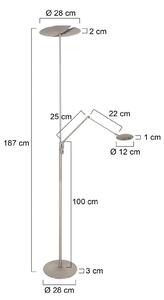 Steinhauer LED stojací lampa Zenith 2, ocel, na čtení, dálkové ovládání, stmívatelný, Hliník / šedá / zinek, Obývací pokoj / jídelna, kov, Moderní, Lampička na čtení