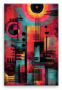 Obraz na plátně - Ohnivé slunce abstrakce - 80x120 cm