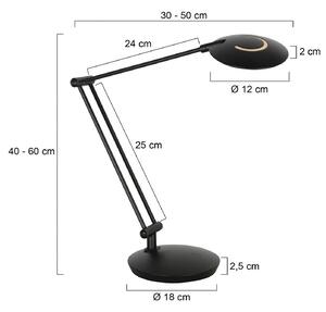 Steinhauer LED stolní lampa Zenith 2, černá, dálkové ovládání, stmívatelný, Černá, Pracovna / kancelář, kov, Moderní