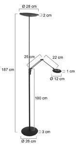 Steinhauer LED stojací lampa Zenith 2 černá, na čtení, dálkové ovládání, stmívatelný, Černá, Obývací pokoj / jídelna, kov, Moderní, Lampička na čtení