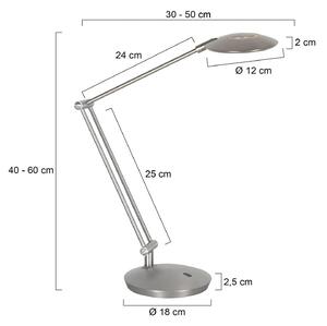 Steinhauer LED stolní lampa Zenith 2, ocel, dálkové ovládání, stmívatelný, Hliník / šedá / zinek, Pracovna / kancelář, kov, Moderní