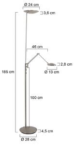 Steinhauer LED stojací lampa Daphne 2 +, na čtení, ocel, dálkové ovládání, stmívatelný, Hliník / šedá / zinek, Obývací pokoj / jídelna, kov, Moderní, Lampička na čtení