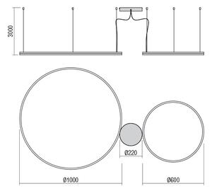Redo 01-1721-TRIAC Orbit direct, závěsné kruhové svítidlo, 40,5+68W LED 3000K, stmívatelné TRIAC, bronz, prům. 60+100cm