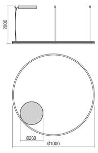 Redo 01-1715-TRIAC Orbit direct, závěsné kruhové svítidlo, 68W LED 2700/3000K stmívatelné TRIAC, bronz, prům. 100cm