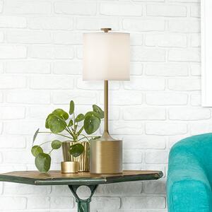 Elstead Stolní lampa Issa, slonovinová/zlatá, 68 cm, plátno/kov, Krémová / jantar, Obývací pokoj / jídelna, Hliník, Vintage