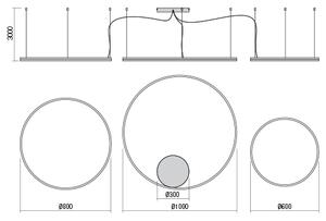 Redo 01-1723-TRIAC Orbit direct, závěsné kruhové svítidlo, 40,5+55+68W LED 3000K stmívatelné TRIAC, bronz, prům. 60+80+100cm
