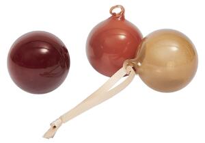 Skleněná vánoční ozdoba Roseate Opaque Ø 4 cm – set 3 ks