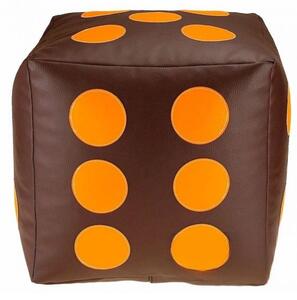 Dětský taburet KOSTKA 30 cm - čokoláda + oranžová