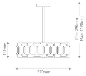 HINKLEY Závěsné světlo Sabina, černá, Ø 57 cm, kov/textil, 4 x E27, stmívatelný, Černá, Obývací pokoj / jídelna, kov, Moderní