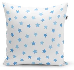 Sablio Polštář Modré hvězdy na bílé - 40x40 cm