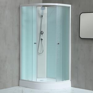 WellMall MILD AS-Levý 100x80 WHITE Sprchový box asymetrický s nízkou akrylátovou vaničkou 8595703849879