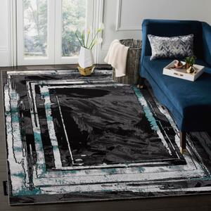 Moderní koberec DE LUXE 619 Rám Strukturální šedá / zelená velikost 160x220 cm | krásné koberce cz