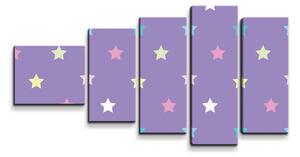 Sablio Obraz - 5-dílný Hvězdy na fialové - 100x60 cm