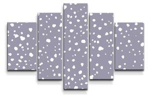 Sablio Obraz - 5-dílný Bílé flíčky na fialové - 125x90 cm