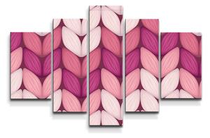 Sablio Obraz - 5-dílný Tříbarevné růžové pletení - 125x90 cm